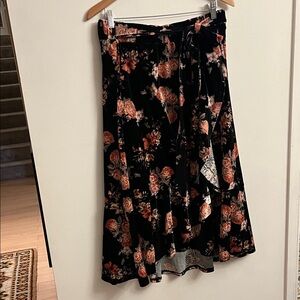 Tiered Crushed Velvet Maxi Midi Skirt XL Dark Floral Whimsigoth